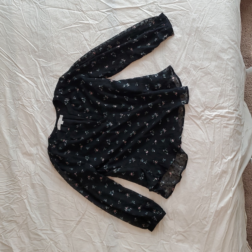 Floral Black Blouse